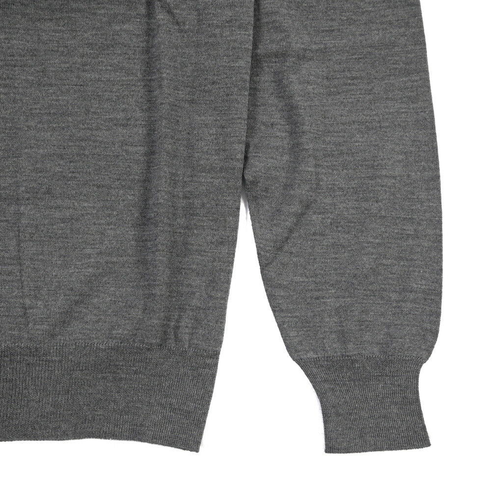 26 - 27AW FILIPPO DE LAURENTIIS メリノウール100% クルーネックニットセーター / SUPERFINE 120's グレー 48 | GUARDAROBA MILANO OFFICIAL STORE