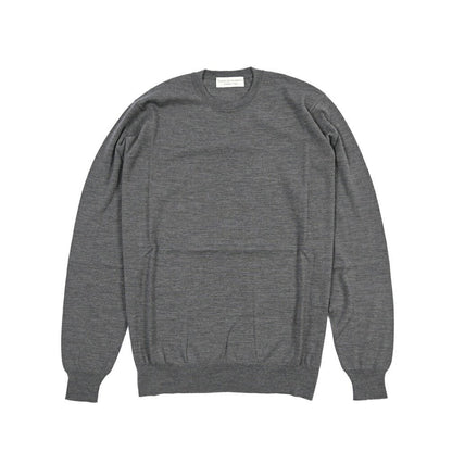 26 - 27AW FILIPPO DE LAURENTIIS メリノウール100% クルーネックニットセーター / SUPERFINE 120's グレー 48 | GUARDAROBA MILANO OFFICIAL STORE