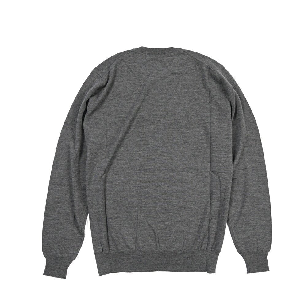 26 - 27AW FILIPPO DE LAURENTIIS メリノウール100% クルーネックニットセーター / SUPERFINE 120's グレー 48 | GUARDAROBA MILANO OFFICIAL STORE