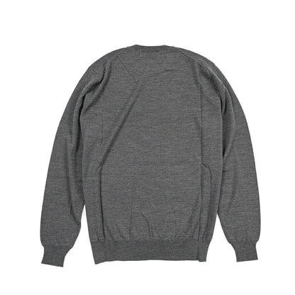 26 - 27AW FILIPPO DE LAURENTIIS メリノウール100% クルーネックニットセーター / SUPERFINE 120's グレー 48 | GUARDAROBA MILANO OFFICIAL STORE