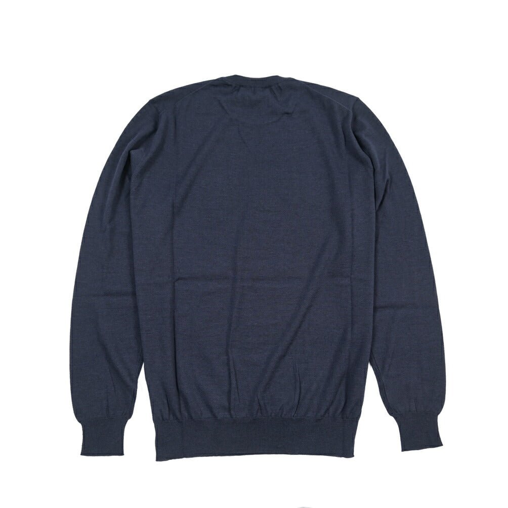 26 - 27AW FILIPPO DE LAURENTIIS メリノウール100% クルーネックニットセーター / SUPERFINE 120's ネイビー 46 | GUARDAROBA MILANO OFFICIAL STORE