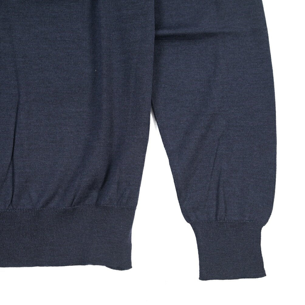 26 - 27AW FILIPPO DE LAURENTIIS メリノウール100% クルーネックニットセーター / SUPERFINE 120's ネイビー 46 | GUARDAROBA MILANO OFFICIAL STORE
