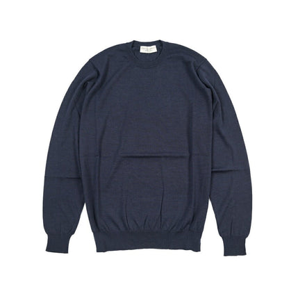 26 - 27AW FILIPPO DE LAURENTIIS メリノウール100% クルーネックニットセーター / SUPERFINE 120's ネイビー 46 | GUARDAROBA MILANO OFFICIAL STORE