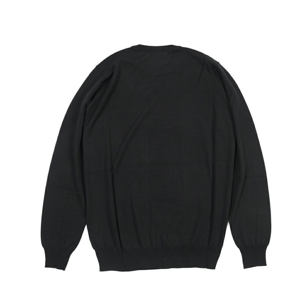 26 - 27AW FILIPPO DE LAURENTIIS メリノウール100% クルーネックニットセーター / SUPERFINE 120's ブラック 46 | GUARDAROBA MILANO OFFICIAL STORE