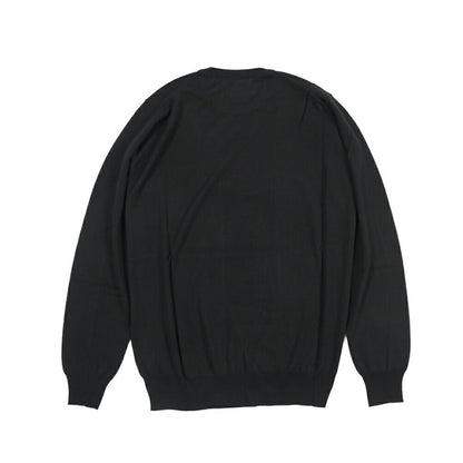 26 - 27AW FILIPPO DE LAURENTIIS メリノウール100% クルーネックニットセーター / SUPERFINE 120's ブラック 46 | GUARDAROBA MILANO OFFICIAL STORE