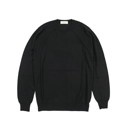 26 - 27AW FILIPPO DE LAURENTIIS メリノウール100% クルーネックニットセーター / SUPERFINE 120's ブラック 46 | GUARDAROBA MILANO OFFICIAL STORE