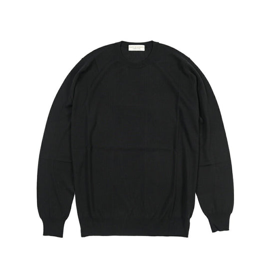 26 - 27AW FILIPPO DE LAURENTIIS メリノウール100% クルーネックニットセーター / SUPERFINE 120's ブラック 46 | GUARDAROBA MILANO OFFICIAL STORE