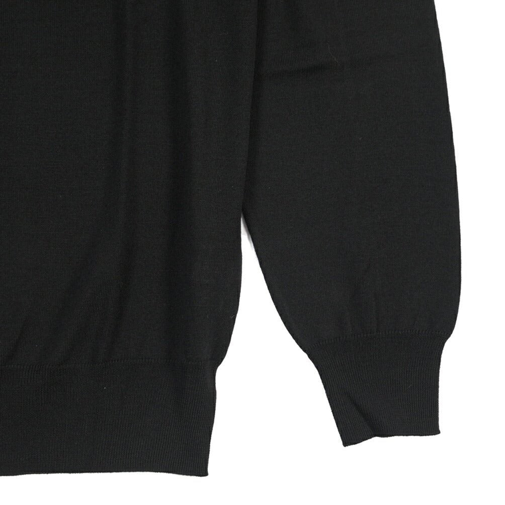 26 - 27AW FILIPPO DE LAURENTIIS メリノウール100% クルーネックニットセーター / SUPERFINE 120's ブラック 46 | GUARDAROBA MILANO OFFICIAL STORE