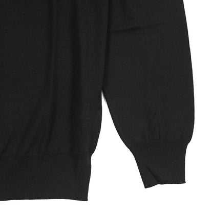 26 - 27AW FILIPPO DE LAURENTIIS メリノウール100% クルーネックニットセーター / SUPERFINE 120's ブラック 46 | GUARDAROBA MILANO OFFICIAL STORE