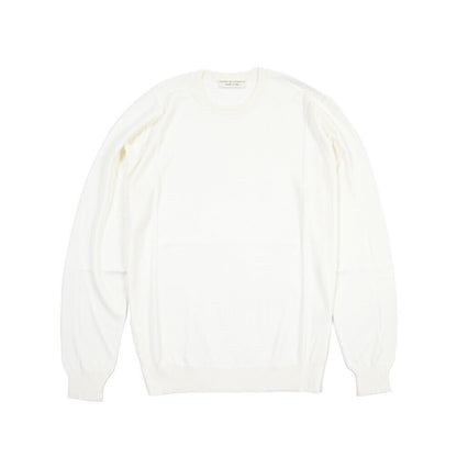 26 - 27AW FILIPPO DE LAURENTIIS メリノウール100% クルーネックニットセーター / SUPERFINE 120's ホワイト 46 | GUARDAROBA MILANO OFFICIAL STORE