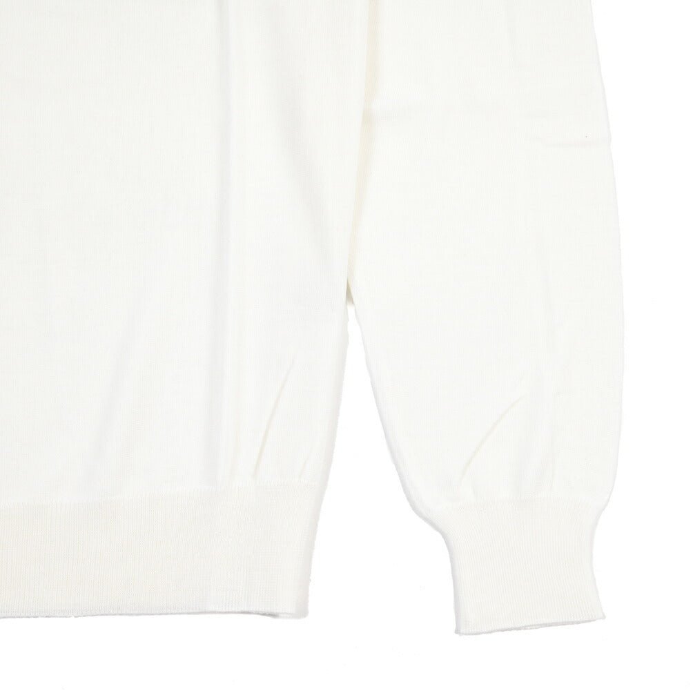 26 - 27AW FILIPPO DE LAURENTIIS メリノウール100% クルーネックニットセーター / SUPERFINE 120's ホワイト 46 | GUARDAROBA MILANO OFFICIAL STORE