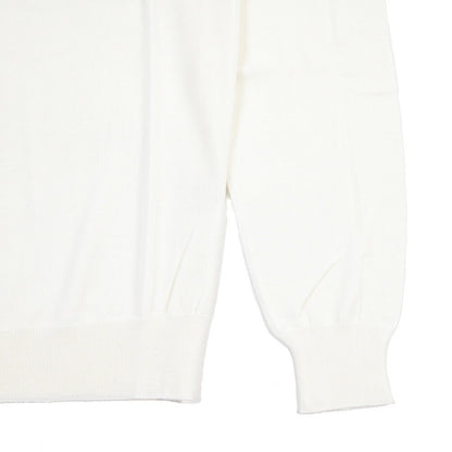 26 - 27AW FILIPPO DE LAURENTIIS メリノウール100% クルーネックニットセーター / SUPERFINE 120's ホワイト 46 | GUARDAROBA MILANO OFFICIAL STORE
