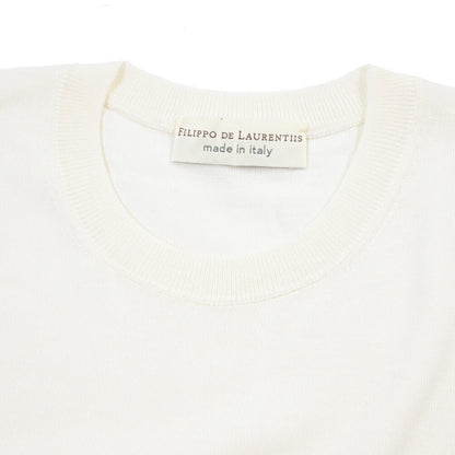 26 - 27AW FILIPPO DE LAURENTIIS メリノウール100% クルーネックニットセーター / SUPERFINE 120's ホワイト 46 | GUARDAROBA MILANO OFFICIAL STORE