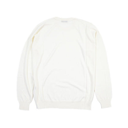 26 - 27AW FILIPPO DE LAURENTIIS メリノウール100% クルーネックニットセーター / SUPERFINE 120's ホワイト 46 | GUARDAROBA MILANO OFFICIAL STORE