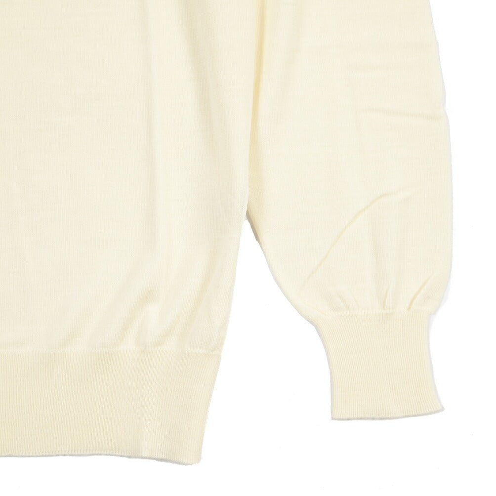 26 - 27AW FILIPPO DE LAURENTIIS メリノウール100% クルーネックニットセーター / SUPERFINE 120's オフホワイト 46 | GUARDAROBA MILANO OFFICIAL STORE