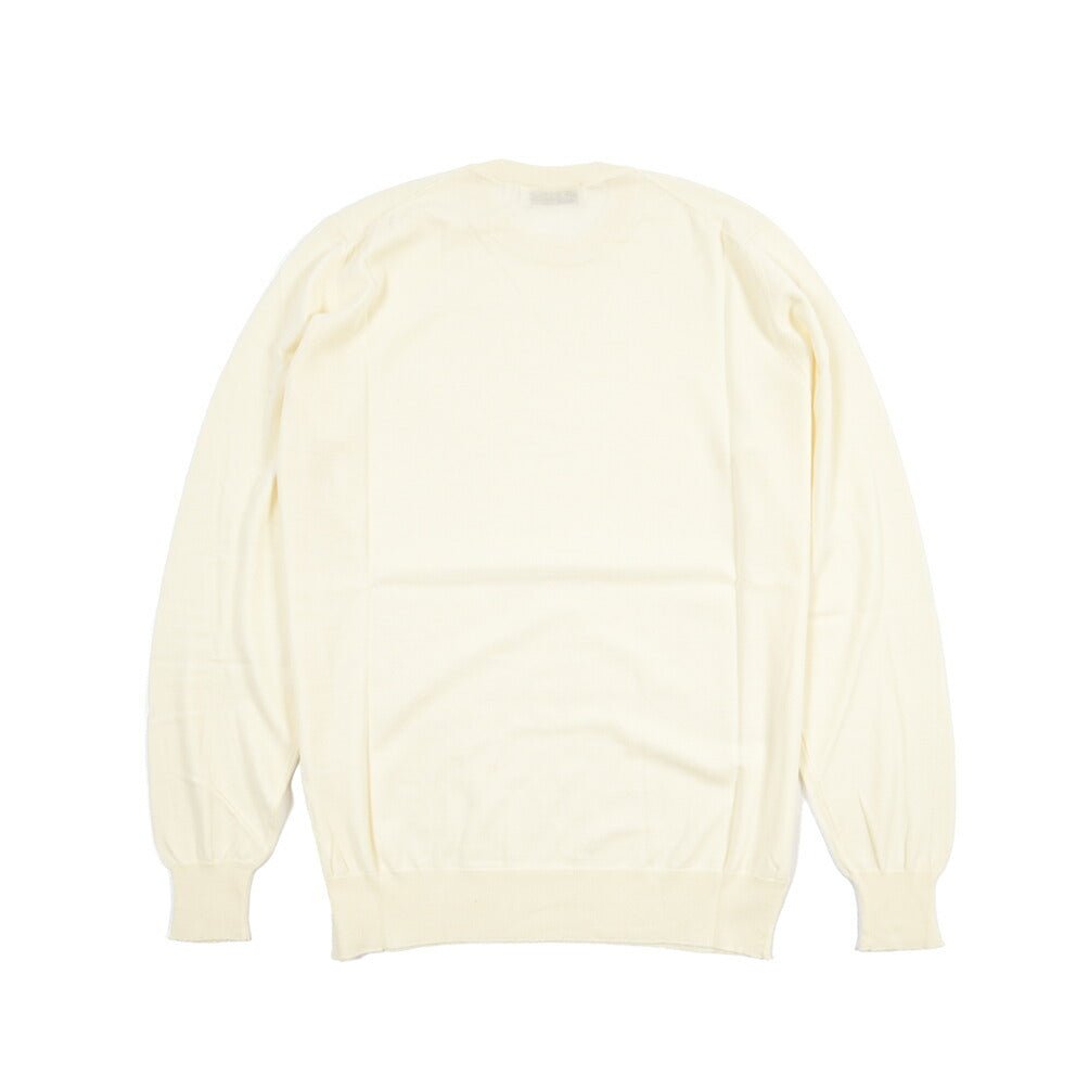 26 - 27AW FILIPPO DE LAURENTIIS メリノウール100% クルーネックニットセーター / SUPERFINE 120's オフホワイト 46 | GUARDAROBA MILANO OFFICIAL STORE
