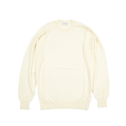 26 - 27AW FILIPPO DE LAURENTIIS メリノウール100% クルーネックニットセーター / SUPERFINE 120's オフホワイト 46 | GUARDAROBA MILANO OFFICIAL STORE