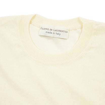 26 - 27AW FILIPPO DE LAURENTIIS メリノウール100% クルーネックニットセーター / SUPERFINE 120's オフホワイト 46 | GUARDAROBA MILANO OFFICIAL STORE