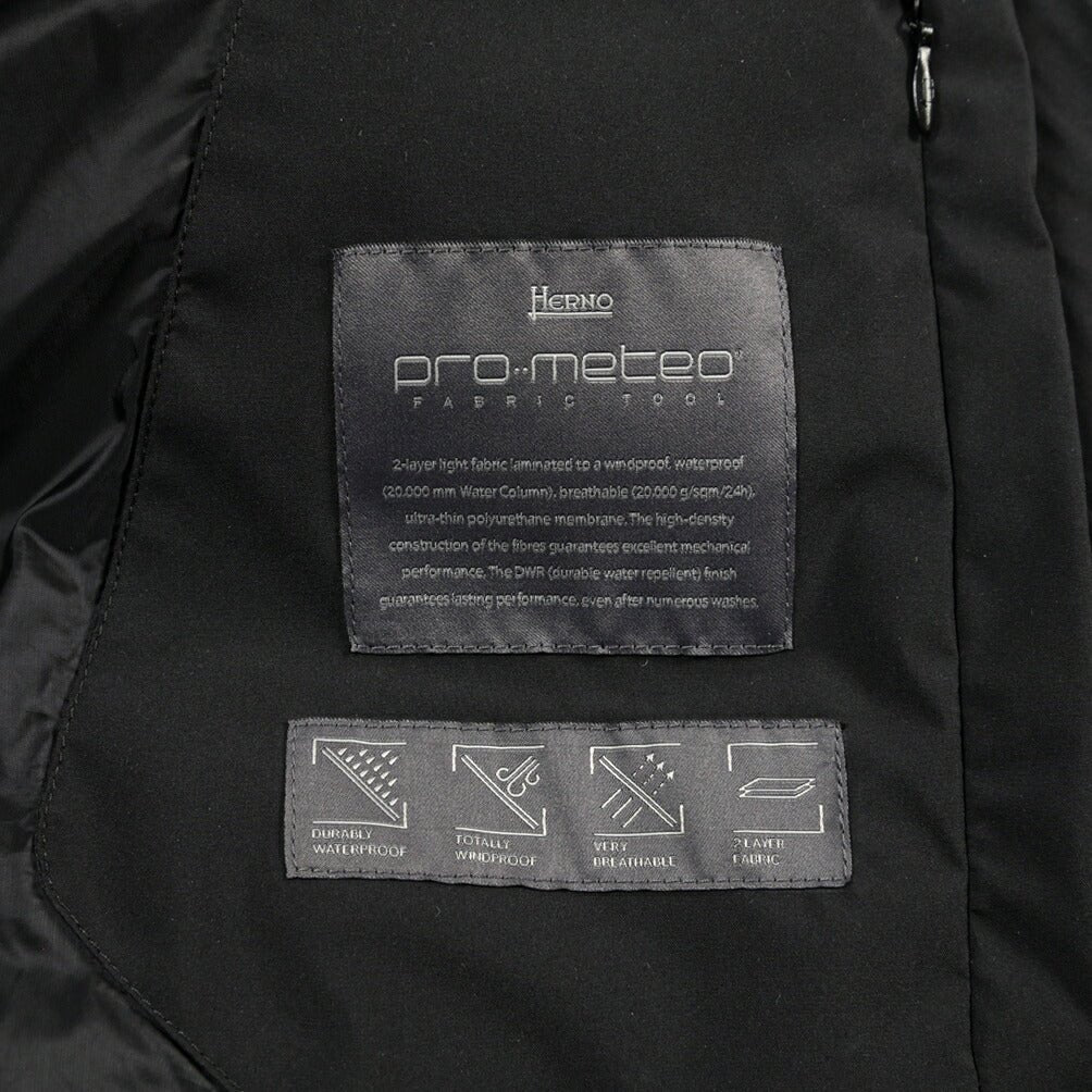 26-27AW HERNO “FUNCTIONAL WARDROBE” PRO-METEO フード付きダウンジャケット ブラック 38 | GUARDAROBA MILANO OFFICIAL STORE