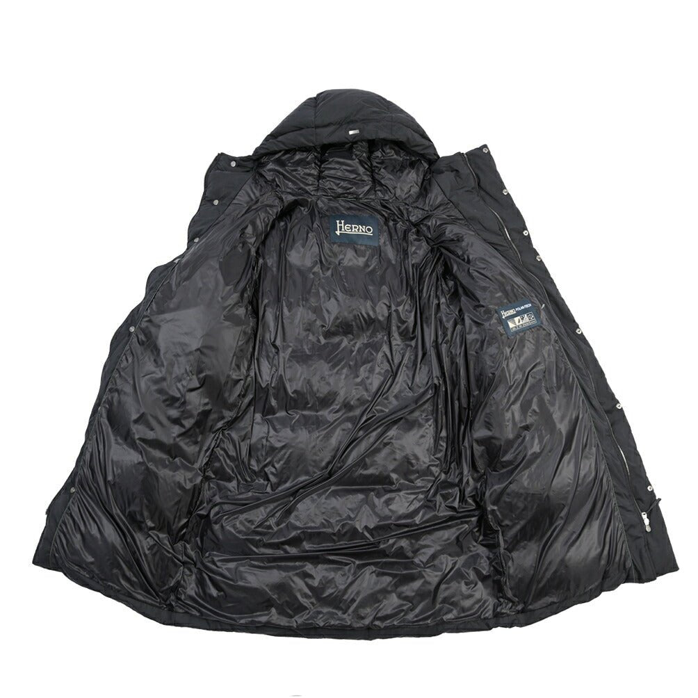 26-27AW HERNO POLAR-TECH 撥水ナイロン フード付きダウンコート ブラック 46 | GUARDAROBA MILANO OFFICIAL STORE