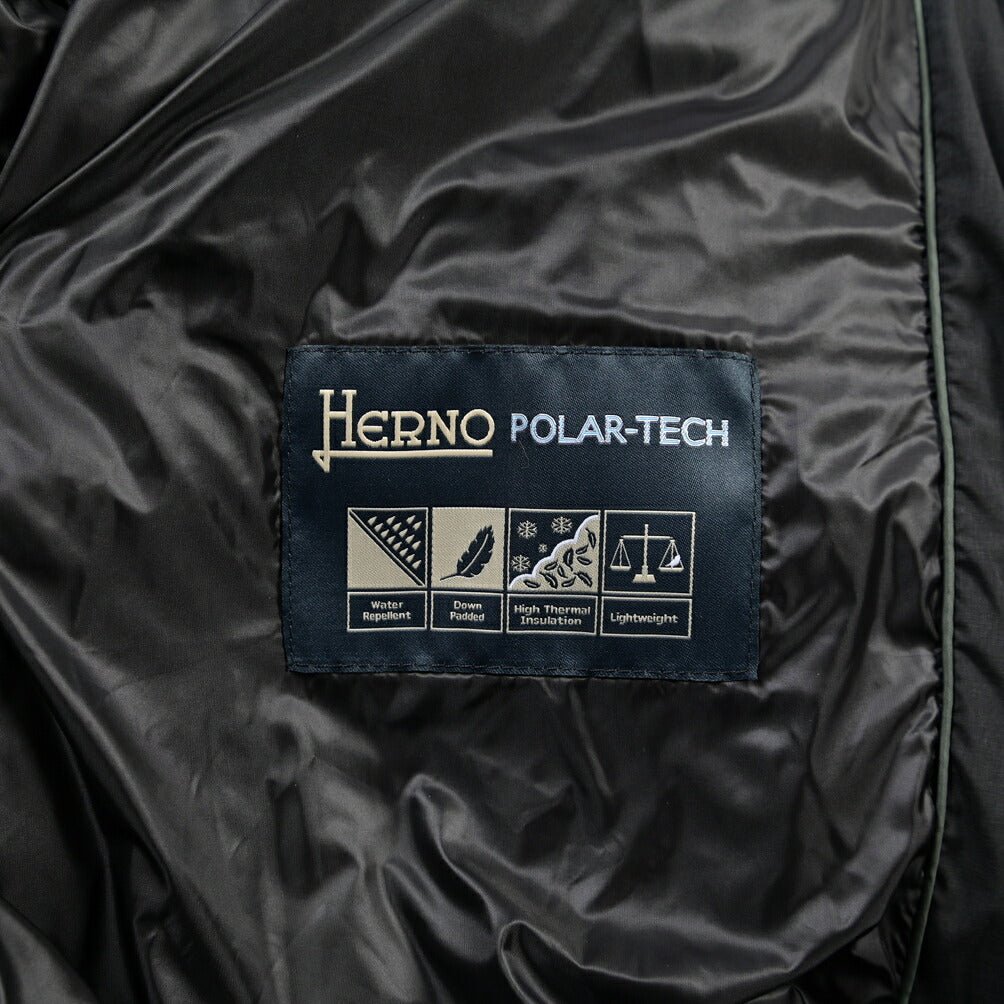 26-27AW HERNO POLAR-TECH 撥水ナイロン フード付きダウンコート ブラック 46 | GUARDAROBA MILANO OFFICIAL STORE