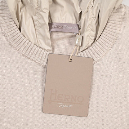26-27AW HERNO “RESORT” コットン100% フード付きニットセーター ベージュ 44 | GUARDAROBA MILANO OFFICIAL STORE