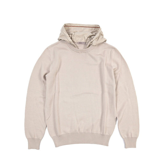 26-27AW HERNO “RESORT” コットン100% フード付きニットセーター ベージュ 44 | GUARDAROBA MILANO OFFICIAL STORE