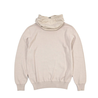 26-27AW HERNO “RESORT” コットン100% フード付きニットセーター ベージュ 44 | GUARDAROBA MILANO OFFICIAL STORE
