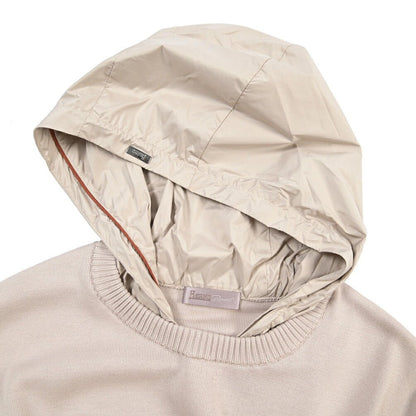 26-27AW HERNO “RESORT” コットン100% フード付きニットセーター ベージュ 44 | GUARDAROBA MILANO OFFICIAL STORE