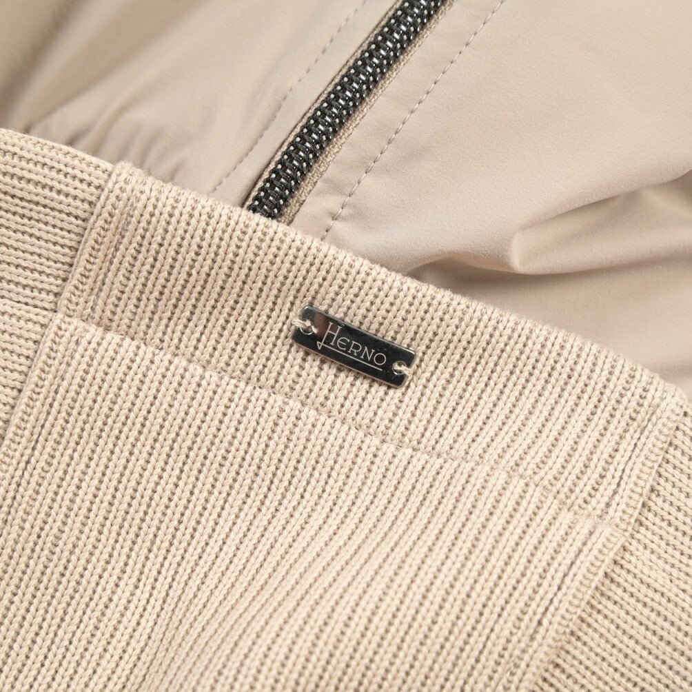 26-27AW HERNO Resort 異素材コンビ 中綿フード付きブルゾン ベージュ S | GUARDAROBA MILANO OFFICIAL STORE