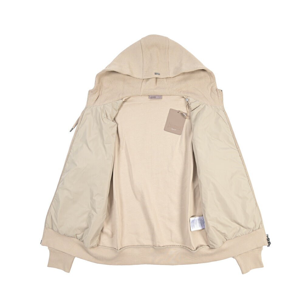 26-27AW HERNO Resort 異素材コンビ 中綿フード付きブルゾン ベージュ S | GUARDAROBA MILANO OFFICIAL STORE