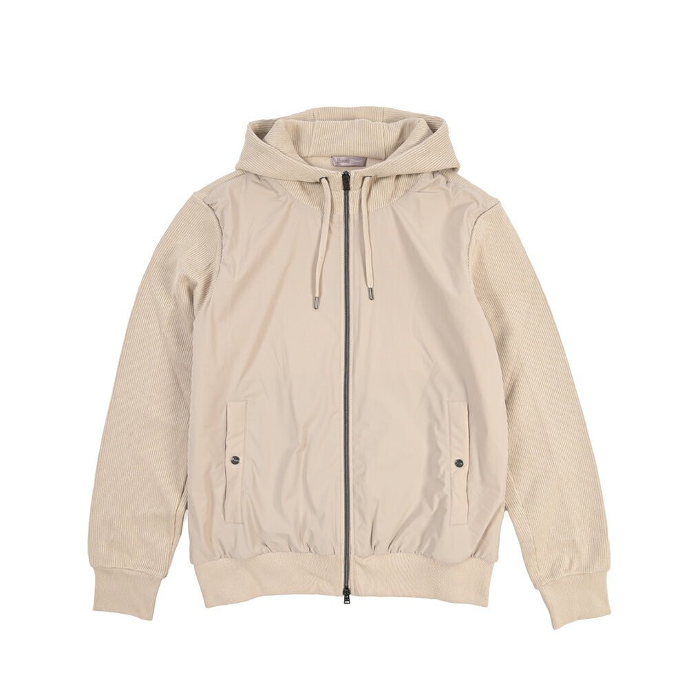 26-27AW HERNO Resort 異素材コンビ 中綿フード付きブルゾン ベージュ S | GUARDAROBA MILANO OFFICIAL STORE