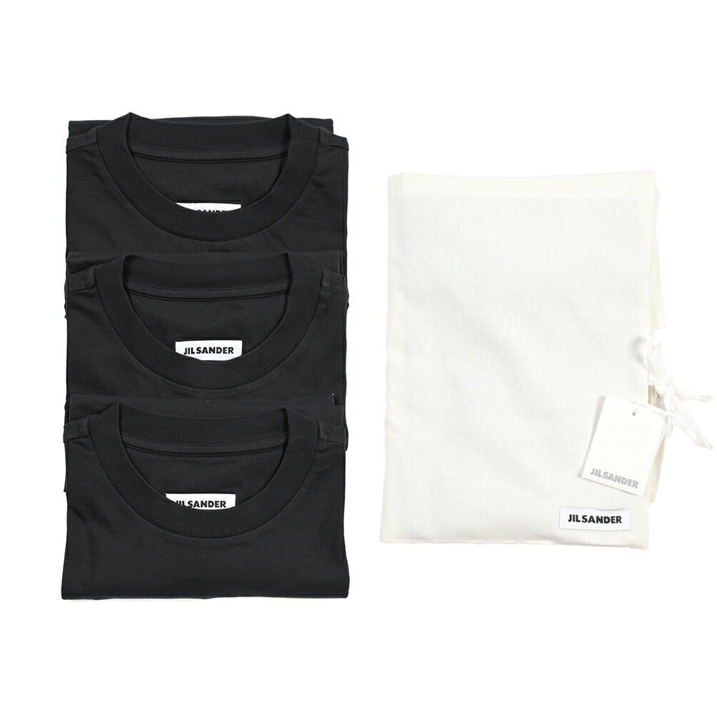 26-27AW JIL SANDER オーガニックコットン100% 3パックTシャツ / RELAX FIT ブラック(BLACK) S | GUARDAROBA MILANO OFFICIAL STORE
