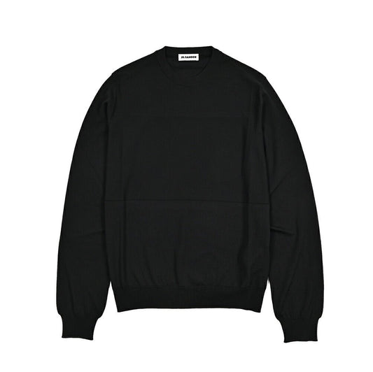 26-27AW JIL SANDER メリノウール100% ハイゲージニットセーター ブラック(BLACK) 46 | GUARDAROBA MILANO OFFICIAL STORE