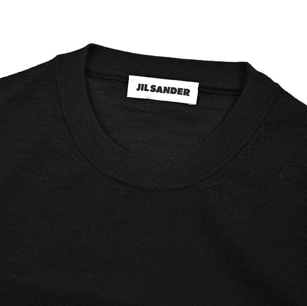 26-27AW JIL SANDER メリノウール100% ハイゲージニットセーター ブラック(BLACK) 46 | GUARDAROBA MILANO OFFICIAL STORE