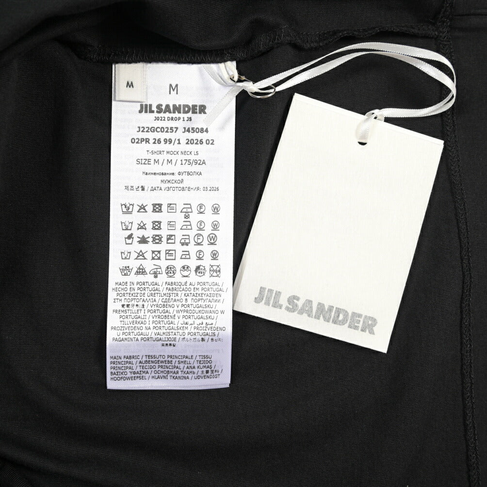 26-27AW JIL SANDER コットン100% 長袖モックネックTシャツ / BOXY FITT ブラック(BLACK) S | GUARDAROBA MILANO OFFICIAL STORE