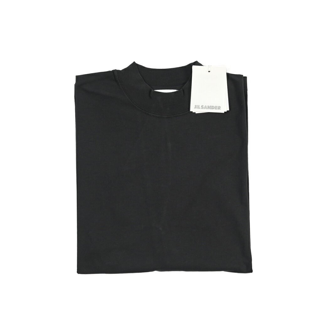 26-27AW JIL SANDER コットン100% 長袖モックネックTシャツ / BOXY FITT ブラック(BLACK) S | GUARDAROBA MILANO OFFICIAL STORE