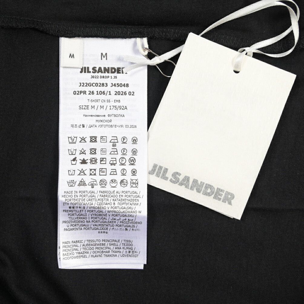 26-27AW JIL SANDER オーガニックコットン100% 半袖ワンポイントロゴ刺繍Tシャツ ブラック(BLACK) S | GUARDAROBA MILANO OFFICIAL STORE