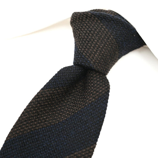 26-27AW TAGLIATORE ヴァージンウール100% レジメンタルネクタイ ブラウン×ネイビー 145cm×7.5cm | GUARDAROBA MILANO OFFICIAL STORE