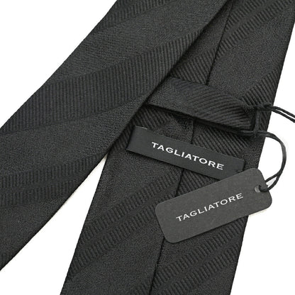 26-27AW TAGLIATORE シルク100% レジメンタルネクタイ ブラック 146cm×7.5cm | GUARDAROBA MILANO OFFICIAL STORE