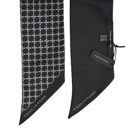 26-27AW TAGLIATORE シルク100% 幾何柄スカーフ ブラック(BLACK) 160cm×8cm | GUARDAROBA MILANO OFFICIAL STORE