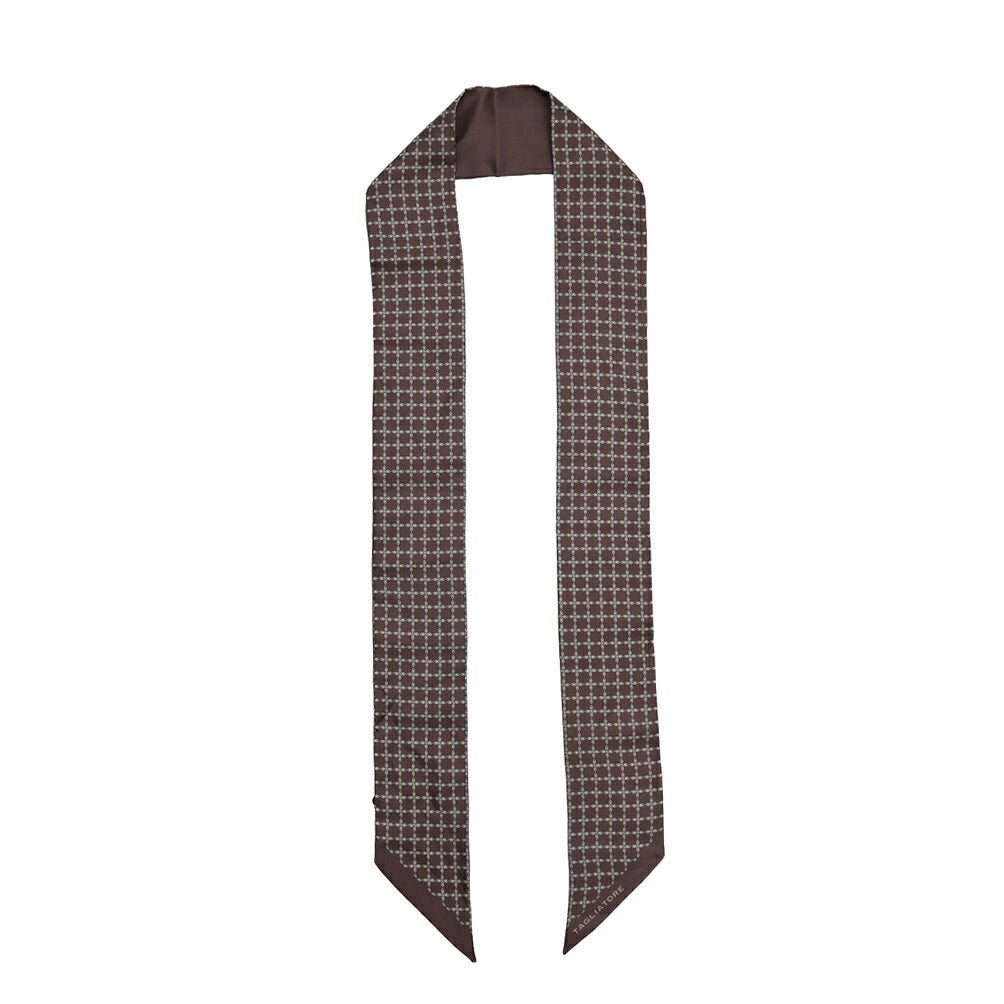 26-27AW TAGLIATORE シルク100% 幾何柄スカーフ ブラウン(BROWN) 160cm×8cm | GUARDAROBA MILANO OFFICIAL STORE