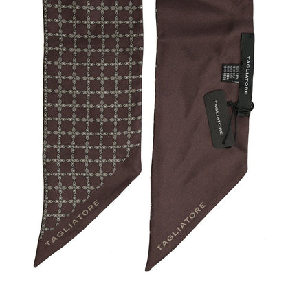 26-27AW TAGLIATORE シルク100% 幾何柄スカーフ ブラウン(BROWN) 160cm×8cm | GUARDAROBA MILANO OFFICIAL STORE