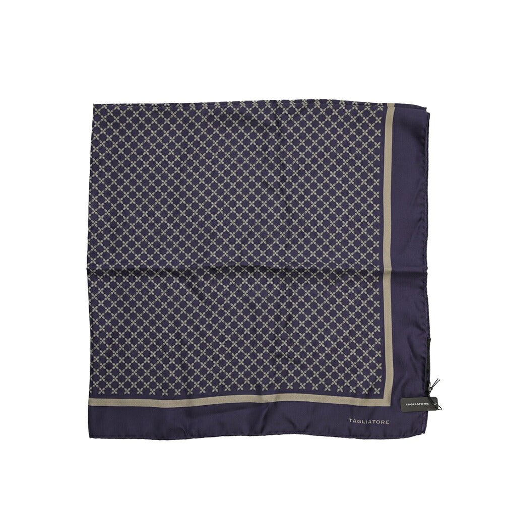 26-27AW TAGLIATORE シルク100% 幾何柄スカーフ ネイビー(NAVY) 86.5cm×86.5cm | GUARDAROBA MILANO OFFICIAL STORE