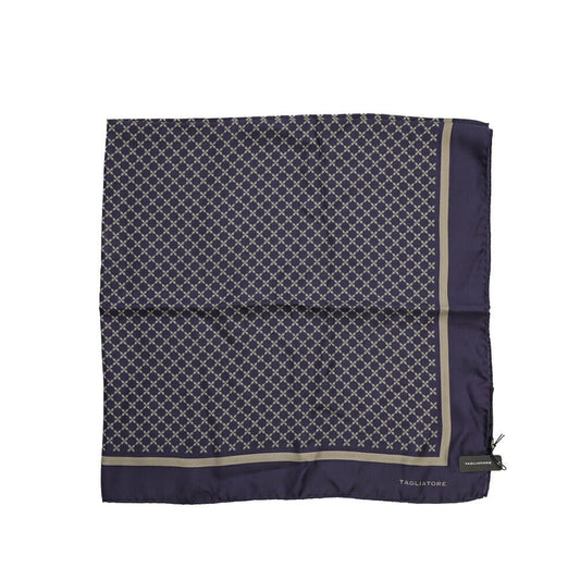 26-27AW TAGLIATORE シルク100% 幾何柄スカーフ ネイビー(NAVY) 86.5cm×86.5cm | GUARDAROBA MILANO OFFICIAL STORE