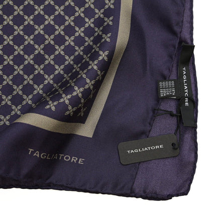 26-27AW TAGLIATORE シルク100% 幾何柄スカーフ ネイビー(NAVY) 86.5cm×86.5cm | GUARDAROBA MILANO OFFICIAL STORE