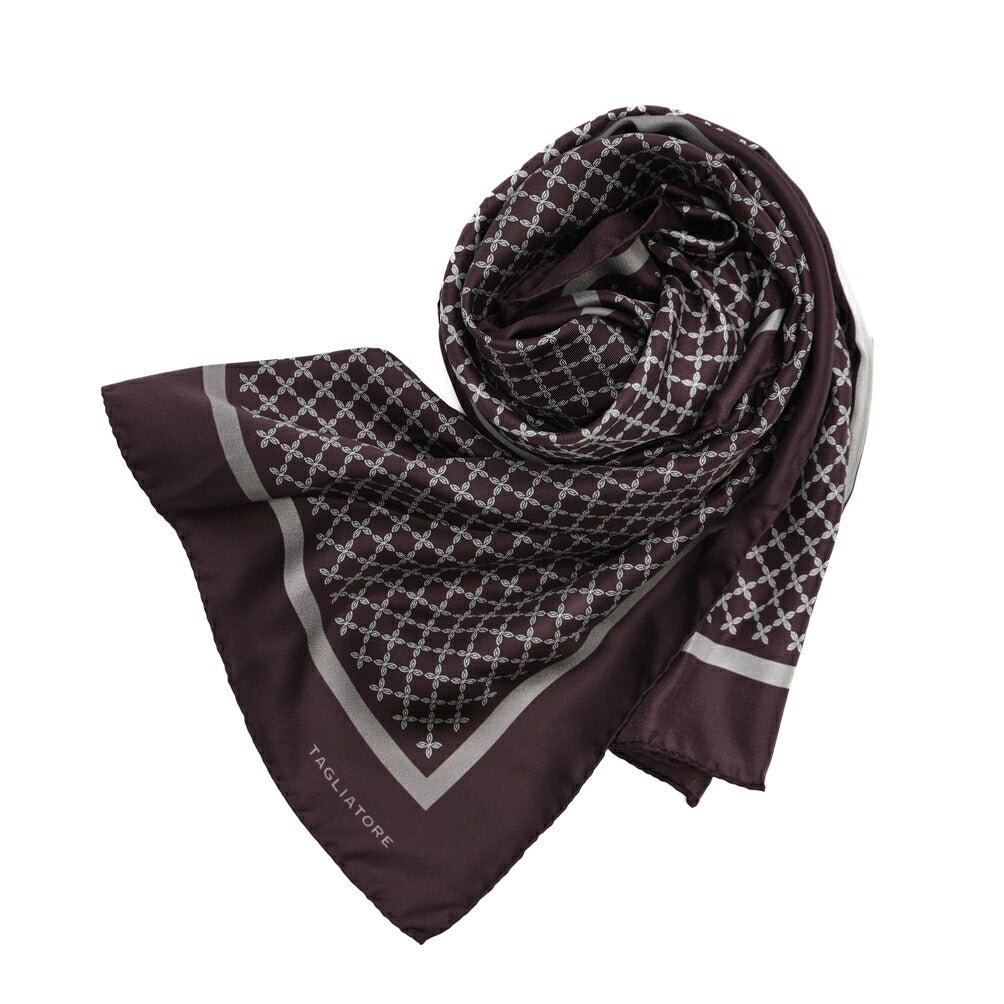 26-27AW TAGLIATORE シルク100% 幾何柄スカーフ ワインレッド(WINE) 86.5cm×86.5cm | GUARDAROBA MILANO OFFICIAL STORE