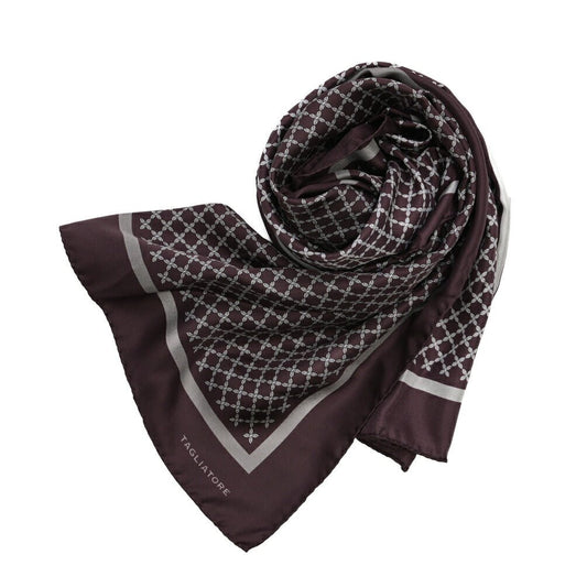 26-27AW TAGLIATORE シルク100% 幾何柄スカーフ ワインレッド(WINE) 86.5cm×86.5cm | GUARDAROBA MILANO OFFICIAL STORE