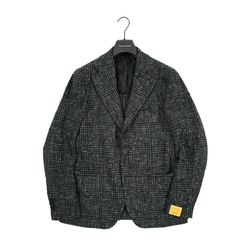 26-27AW TAGLIATORE ベビーアルパカ混 2Bシングルテーラードジャケット グリーン×ブラック 50 | GUARDAROBA MILANO OFFICIAL STORE