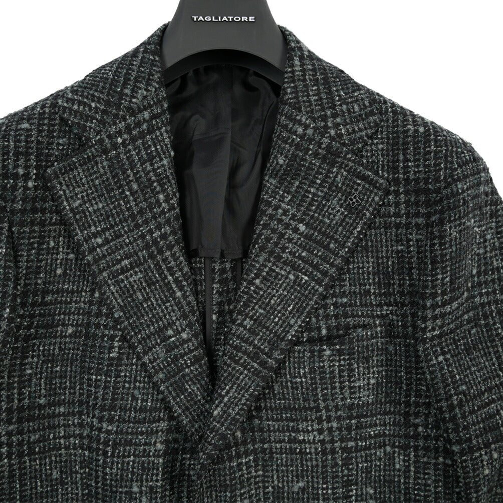 26-27AW TAGLIATORE ベビーアルパカ混 2Bシングルテーラードジャケット グリーン×ブラック 50 | GUARDAROBA MILANO OFFICIAL STORE